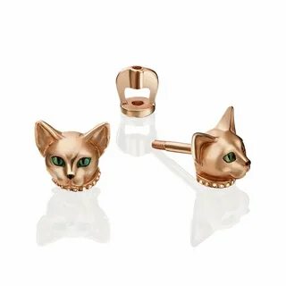 Золотые серьги котята