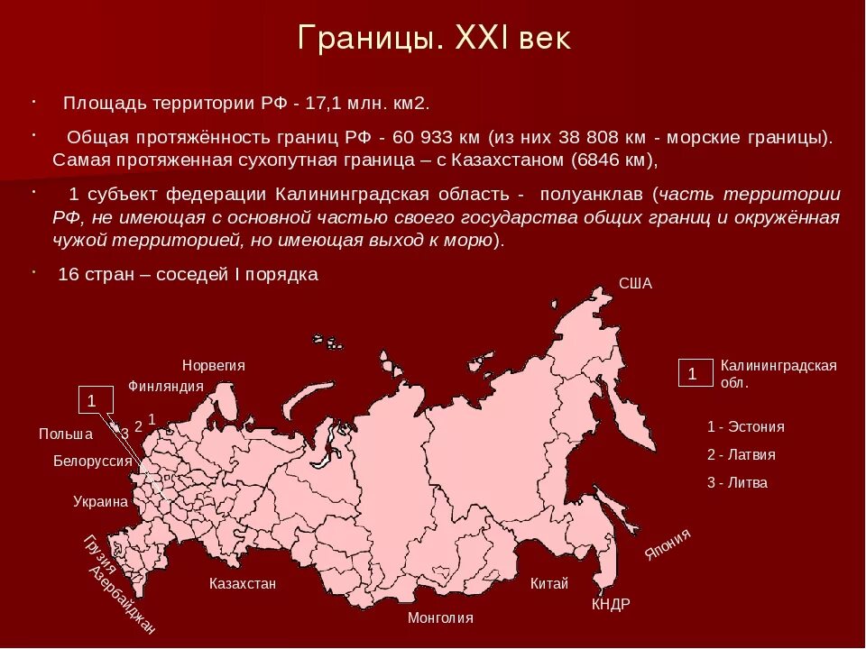 Наименьшая граница россии