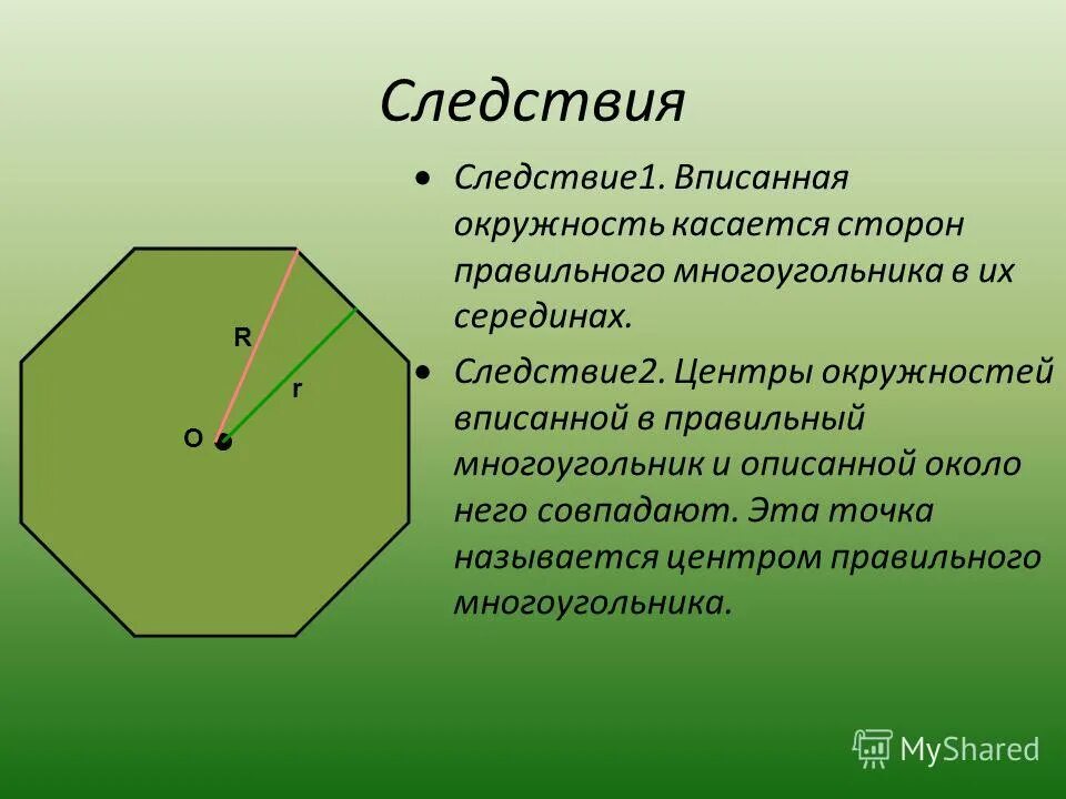 Окружность вписанная в правильный многоугольник