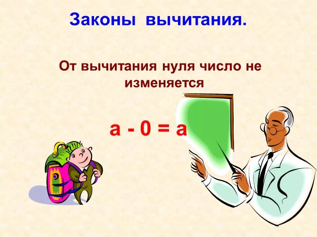 Отличное от нуля число это. Законы вычитания. вычитание из нуля. вычитание с нулями. законы вычитания 5 класс.