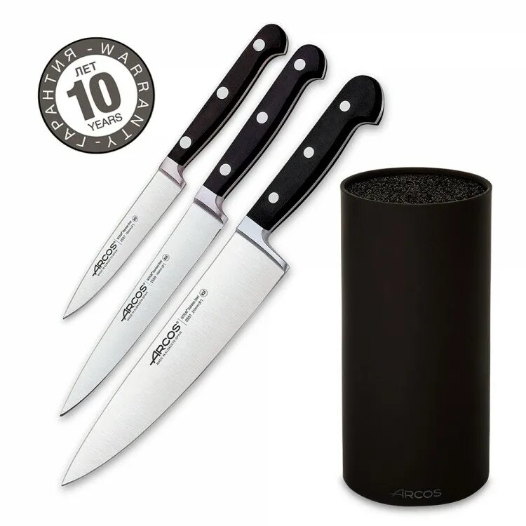 Набор ножей arcos. Набор arcos clasica 3 ножа с черной подставкой. Нож arcos niza 135200. Набор arcos clasica 3 ножа с черной подставкой. Arcos набор ножи кухонные.