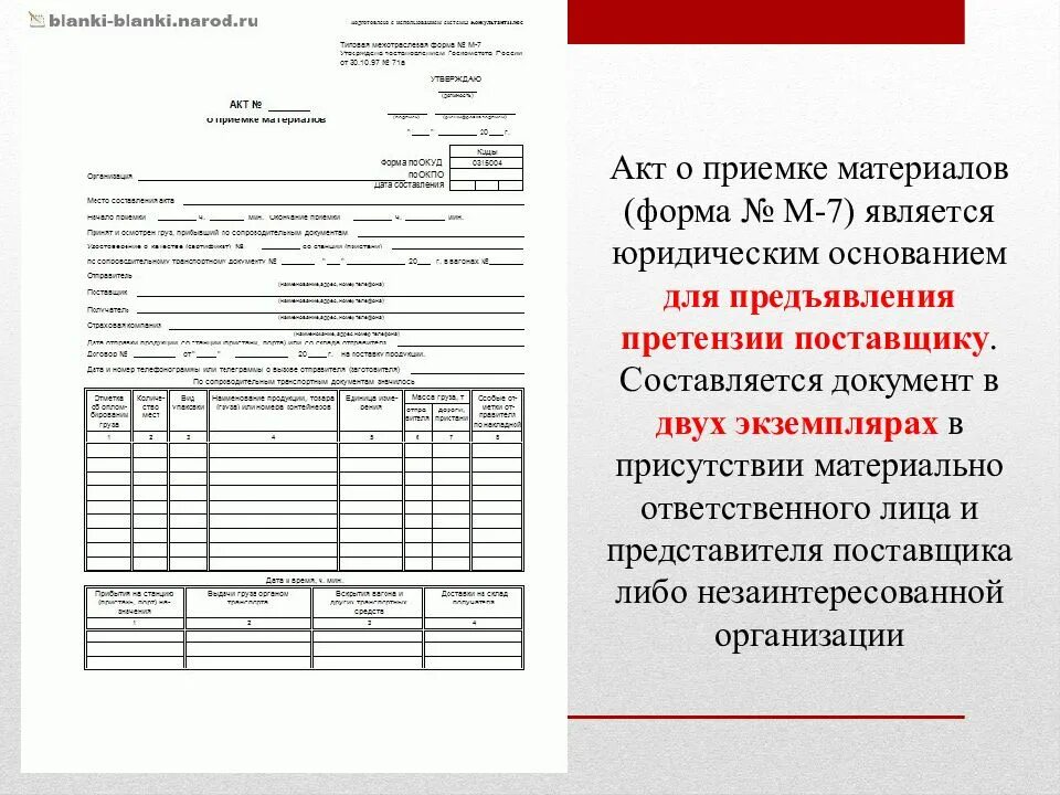Акт составляется в скольких экземплярах. Акт о приемке материалов образец. акт по форме м-7 акт о приемке материалов. акт о приеме материалов 3 типовая форма м-7. м-7 акт о приемке материалов образец заполнения.