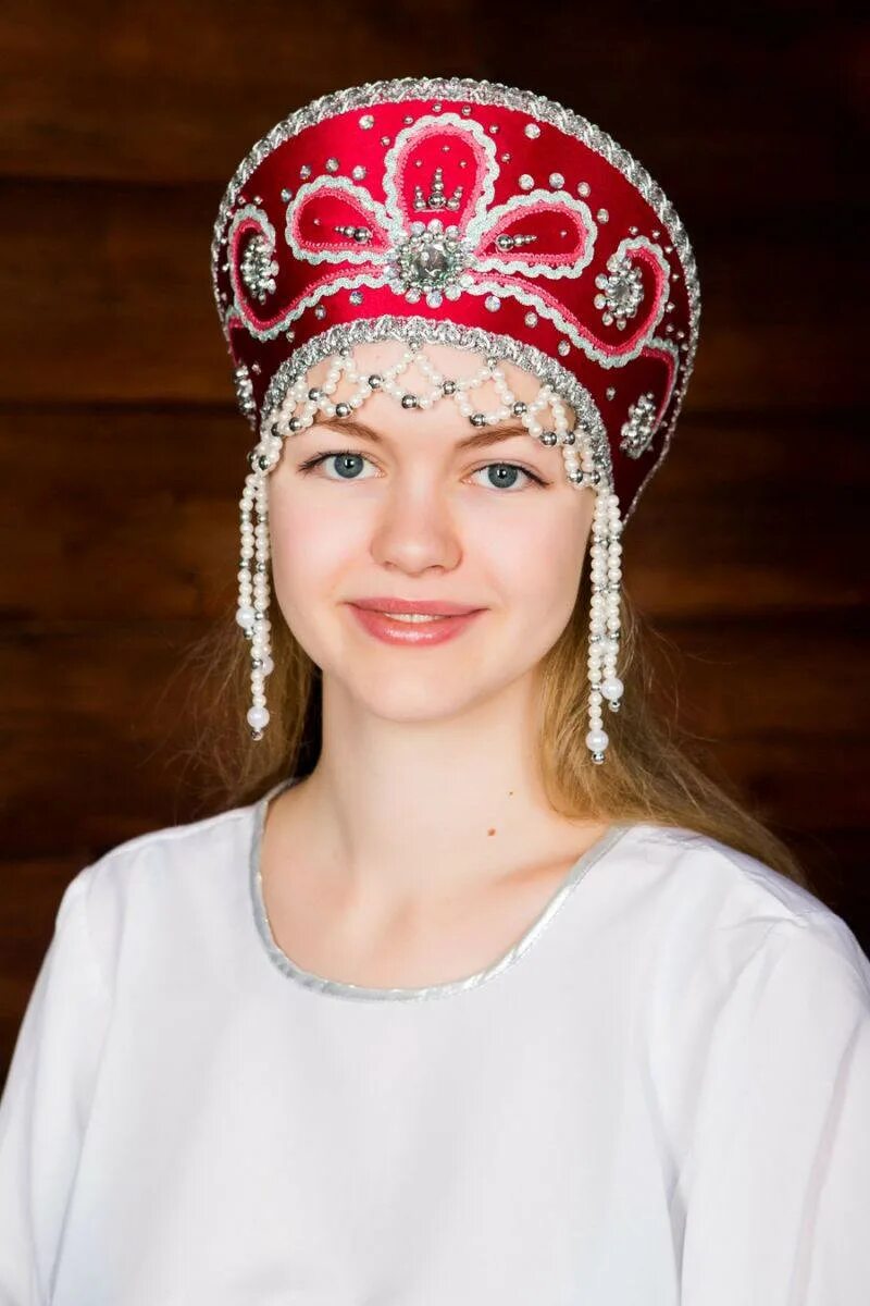 Кокошник "Елена" синий для русских народных танцев купить в интернет-магазине Es