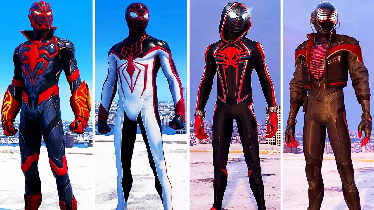 Spider man Miles morales костюмы. Костюм человека паука Майлз Моралес. Spider man Miles morales 2020 Suit. Человек паук 1 костюм. Miles morales android