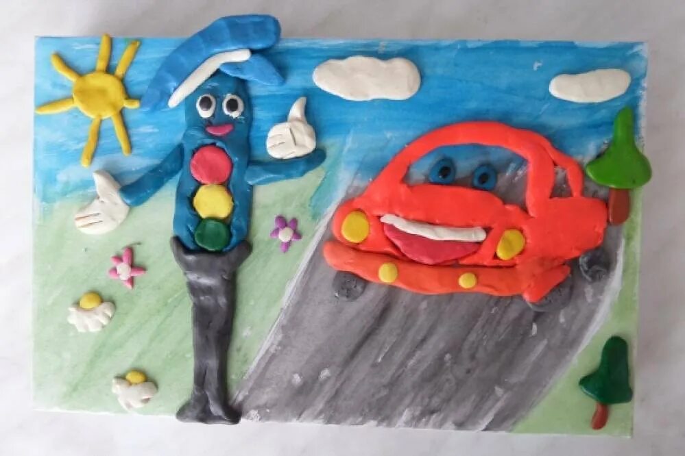 Пластилинография клоун. Поделка ПДД. Поделка безопасность дорожного движения. Поделка по ПДД из пластилина. Картины из пластилина для детей.