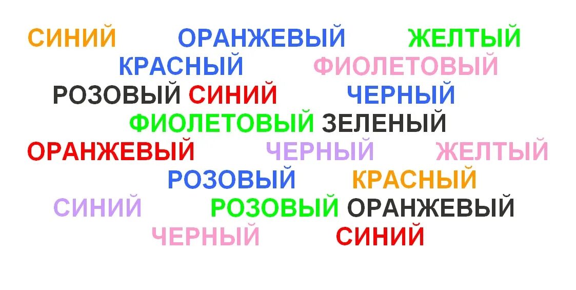 Тест струпа. Тест струпа для детей. Цветовой тест струпа. Упражнение струпа.