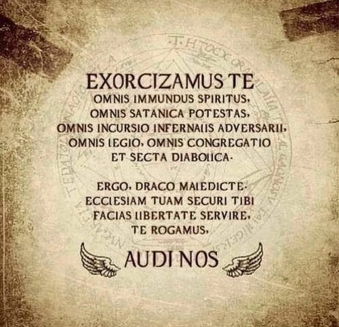 Экзорцизм текст на латыни. Изгнание дьявола сверхъестественное. изгнание демона сверхъестественное. экзорцизм из сверхъестественного текст. сверхъестественное заклинание изгнания демона.