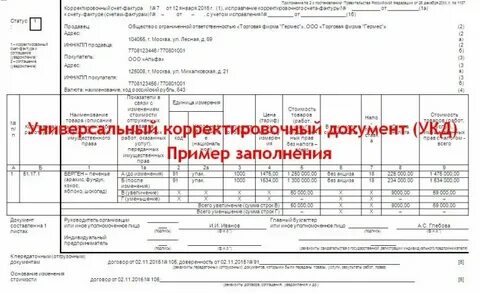Корректировка упд