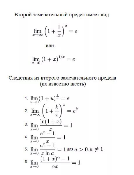 Пределы первого и второго порядка. Второй замечательный предел следствия. Первый и второй замечательные пределы и их следствия. Следствия второго замечательного предела примеры. Формулы замечательных пределов таблица.