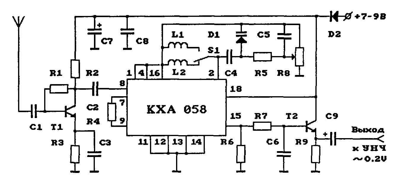 УКВ приемник на кха058. Схема УКВ 88-108мгц приемника на транзисторах. Схема fm приемника 65-108 МГЦ на транзисторе. УКВ ЧМ приемник 64-108 МГЦ. Укв сигнал