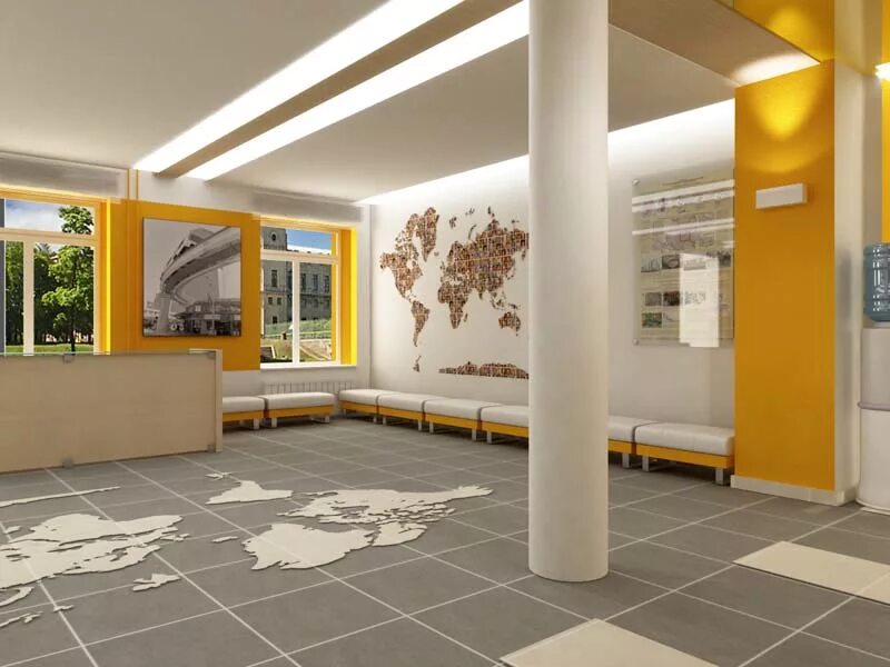 фойе школы. холл школы. отделка центрального холла школы. мебель для фойе школы. фойе школы.