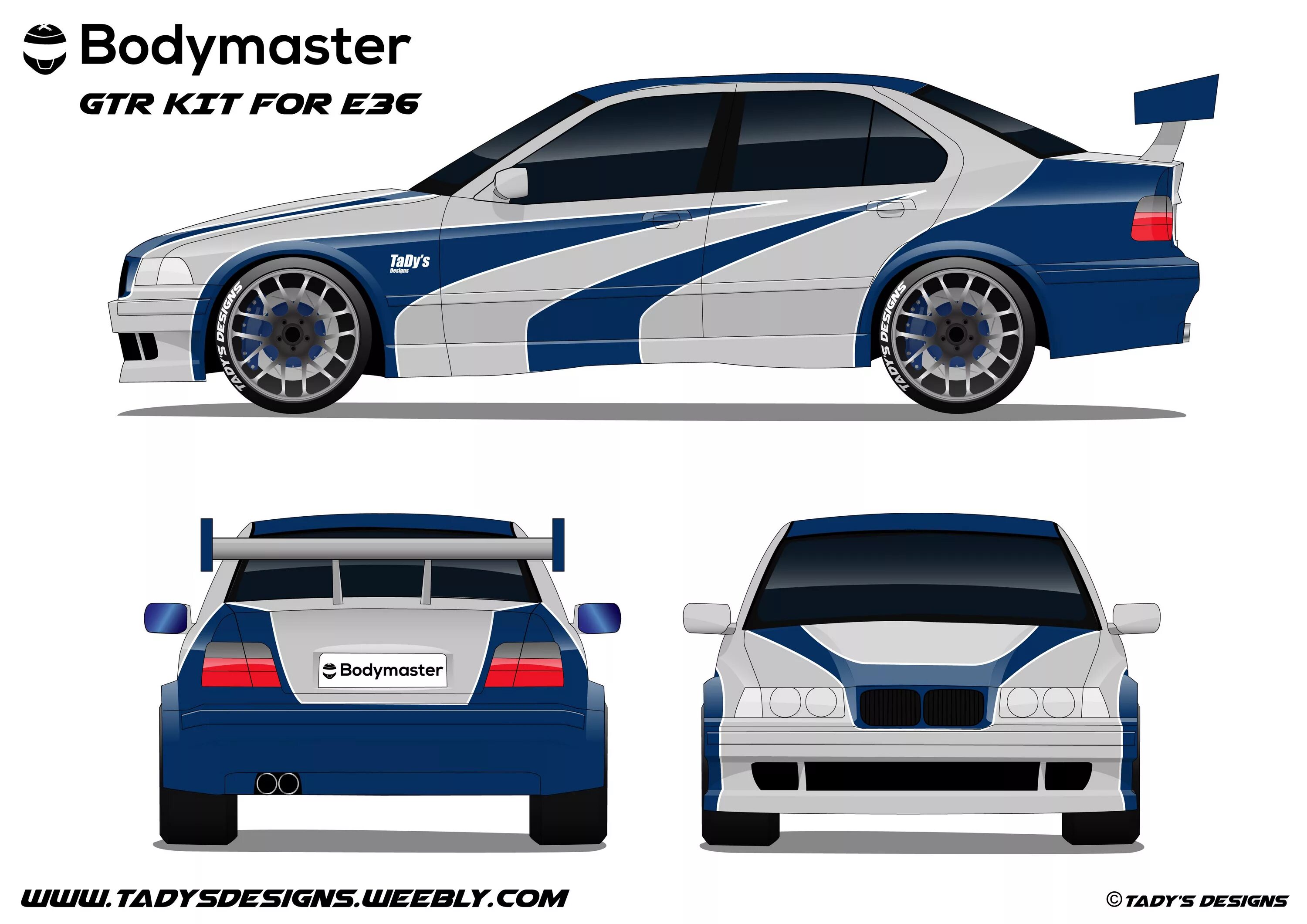 BMW E36 M3 Rear diffuser FANCYWIDE V2 / Non M3 eBay