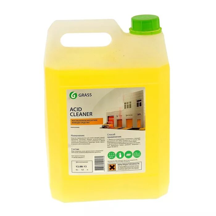 Кислотное моющее средство для фасадов acid Cleaner 5,9кг 160101. Кислотное средство для очистки фасадов "acid Cleaner" (канистра 5,9 кг). Высокопенное кислотное моющее средство acid Cleaner. Средство д/мытья acid Cleaner 160101 grass 5,9 кг.