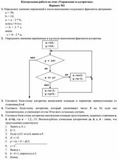 Базовые понятия алгоритмизации контрольная работа 8 класс