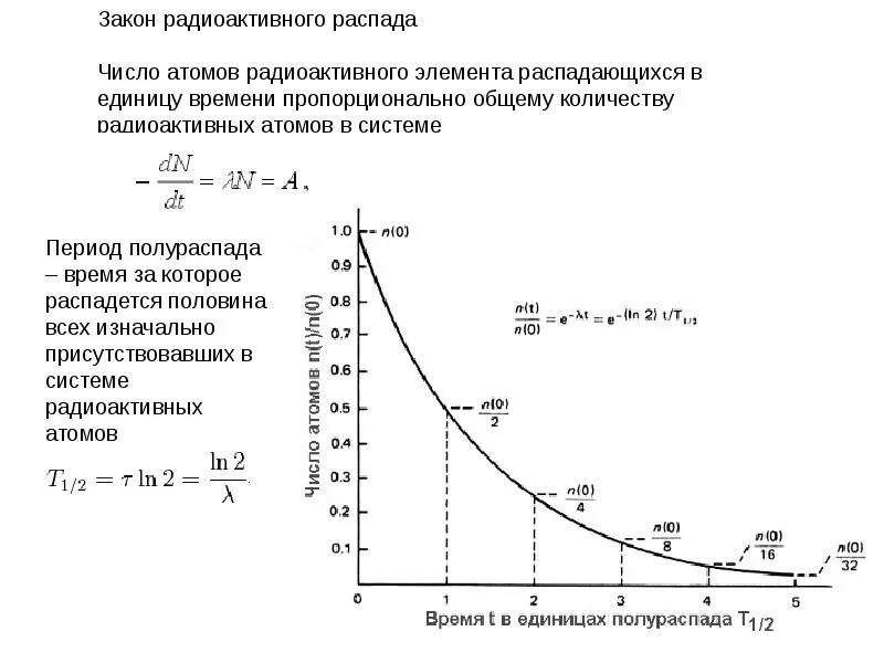 Закон радиоактивного распада график. Закон радиоактивного распада период полураспада. 1.Закон радиоактивного распада, период полураспада.. Число радиоактивного распада.