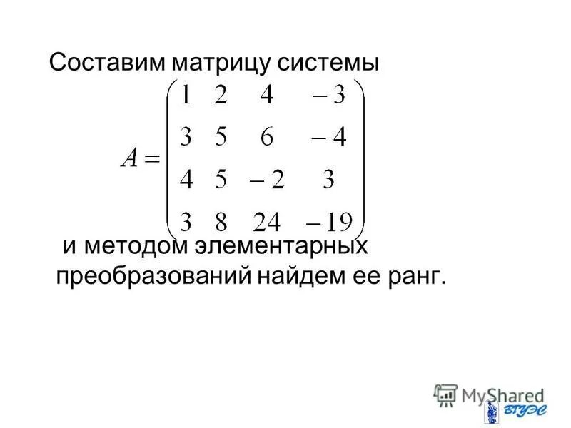 Элементы составляющие матрицу