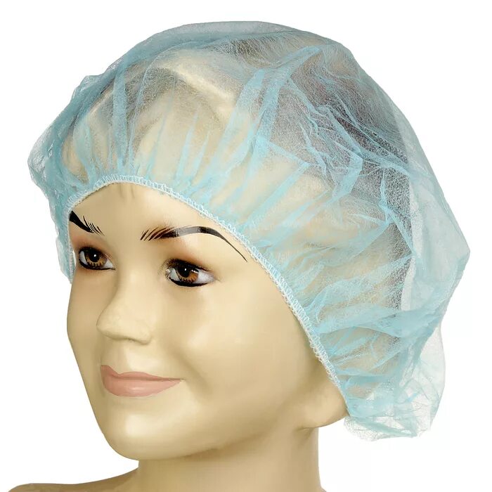 Шапочка шарлотта, голубая №100. Шапочка берет голубая. Шапочка "берет" (спанбонд, пл. Шапочка шарлотта голубая 100шт/уп. Шапочка берет голубая.