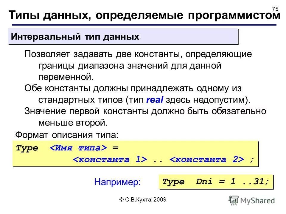Определение данных тема. Интервальный тип данных в паскале. тип данных константы паскаль. интервальный тип тип данных в паскале. интервальный тип данных примеры.