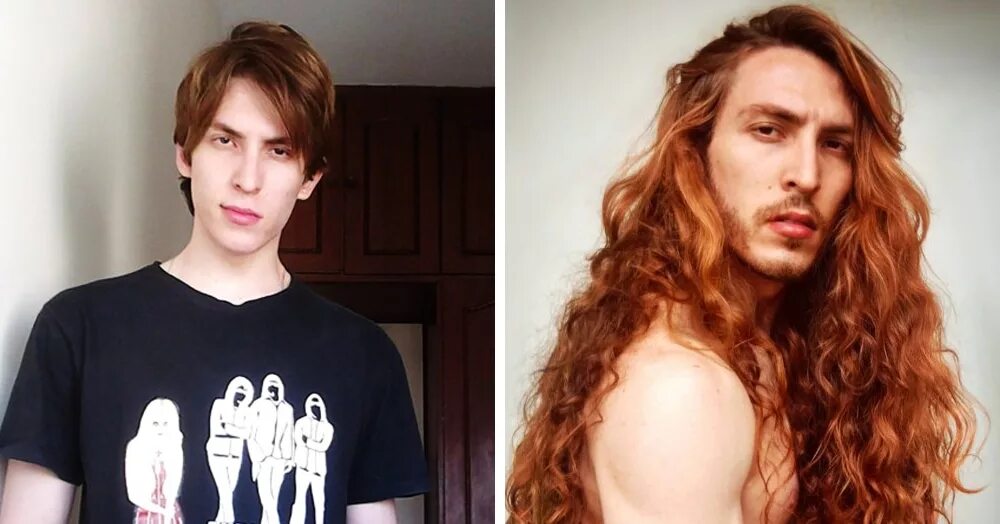 Отращивание волос мужчине. Рыжий парень с длинными волосами. Отрастил длинные волосы парень. Парни с необычной внешностью. Необычная внешность мужчин.