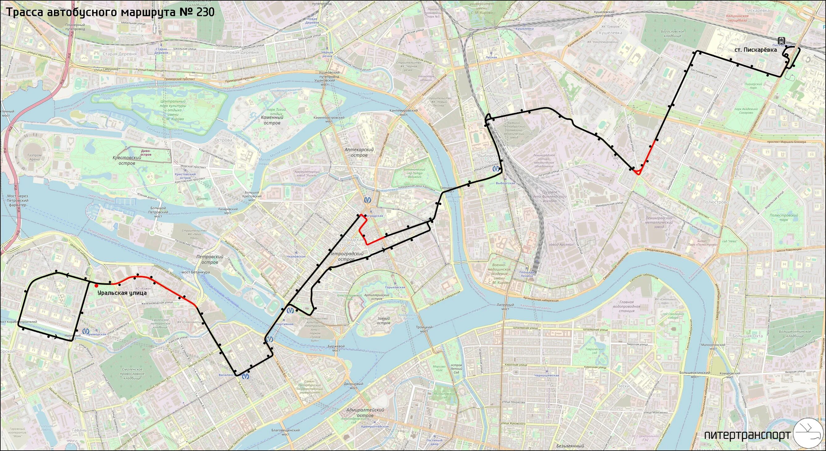 Автобус 170 маршрут на карте