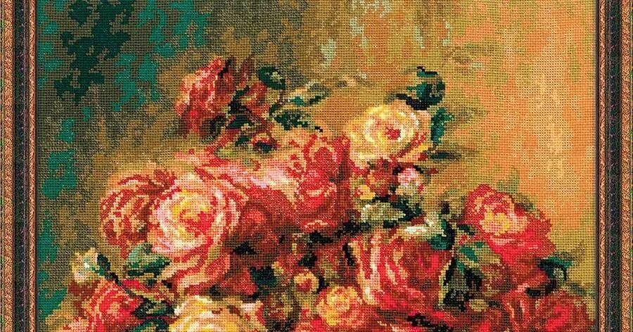 Риолис розы ренуара. Риолис розы ренуара. Розы ренуара вышивка риолис. Вышивки ренуар. Риолис букет роз 1402.