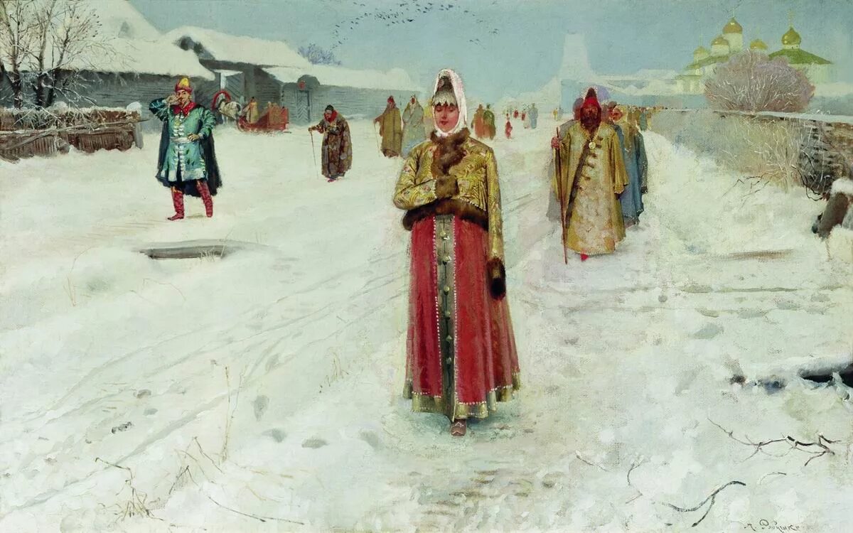 Русский живописец 17 века. Рябушкин Воскресный день. 1889.