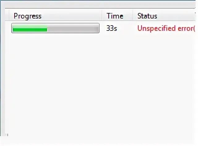 Unspecified error