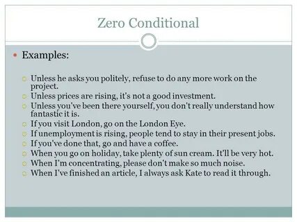 Zero conditional examples