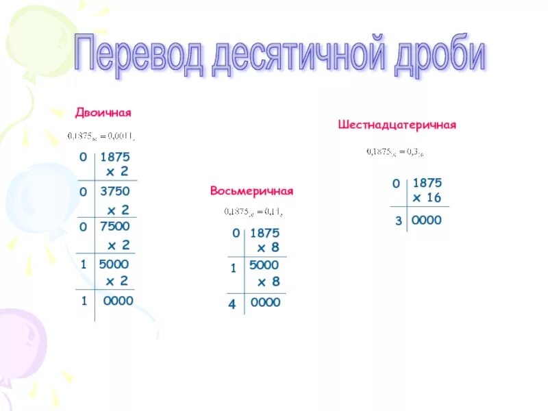 2 1 3 перевести в десятичную. Как переводить двоичную дробь в десятичную. Перевести десятичную дробь 0,1875 в двоичную. 0 1875 Перевести в двоичную систему счисления. Как перевести десятичную дробь в двоичную.