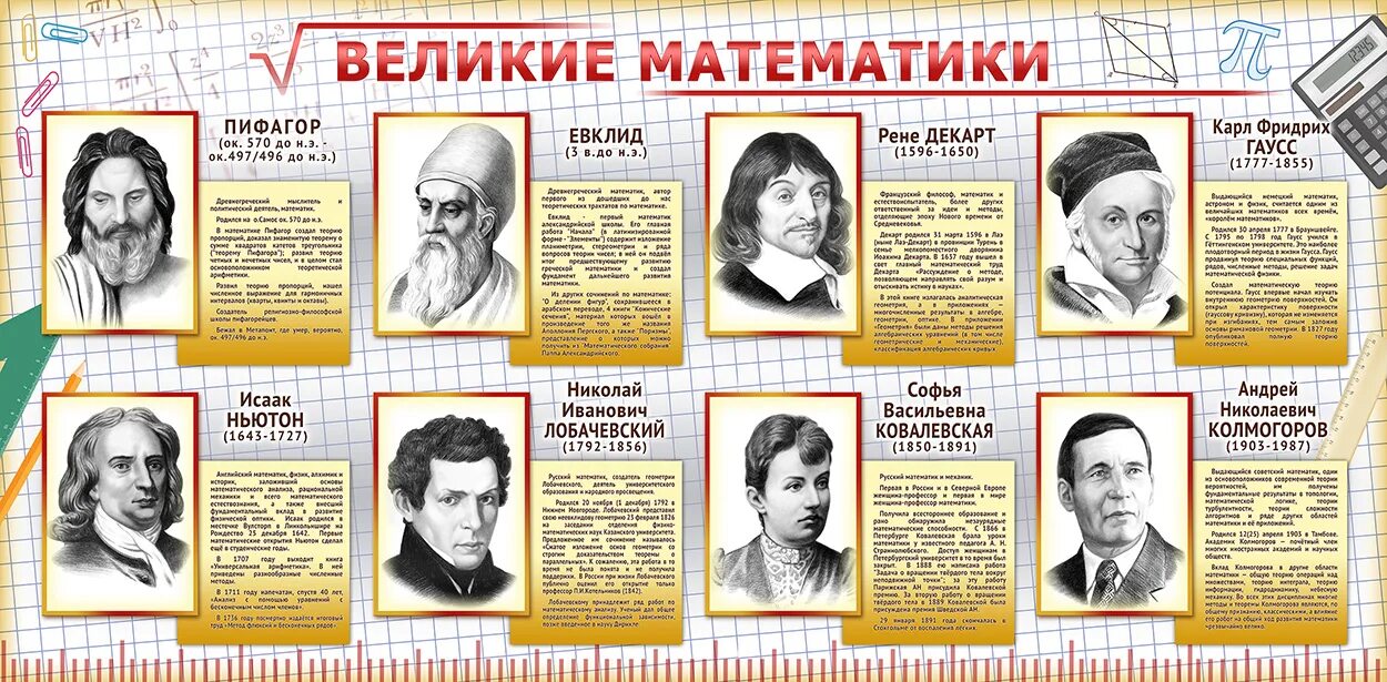 Стенд Великие математики. Портреты великих математиков. Великие математики плакат. Стенд Великие математики начальная школа. Игра великие математики