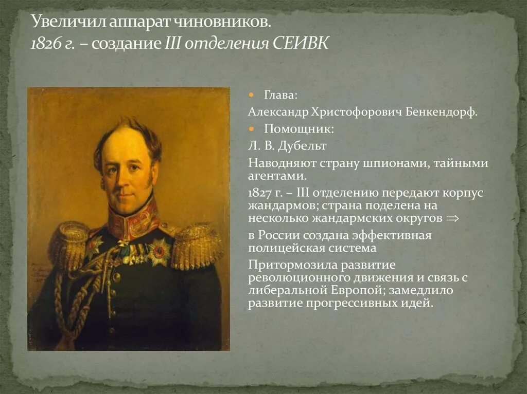 Отделения созданные николаем 1. Бенкендорф при николае 1. бенкендорф и дубельт. бенкендорф глава 3 отделения. николай i годы правления.