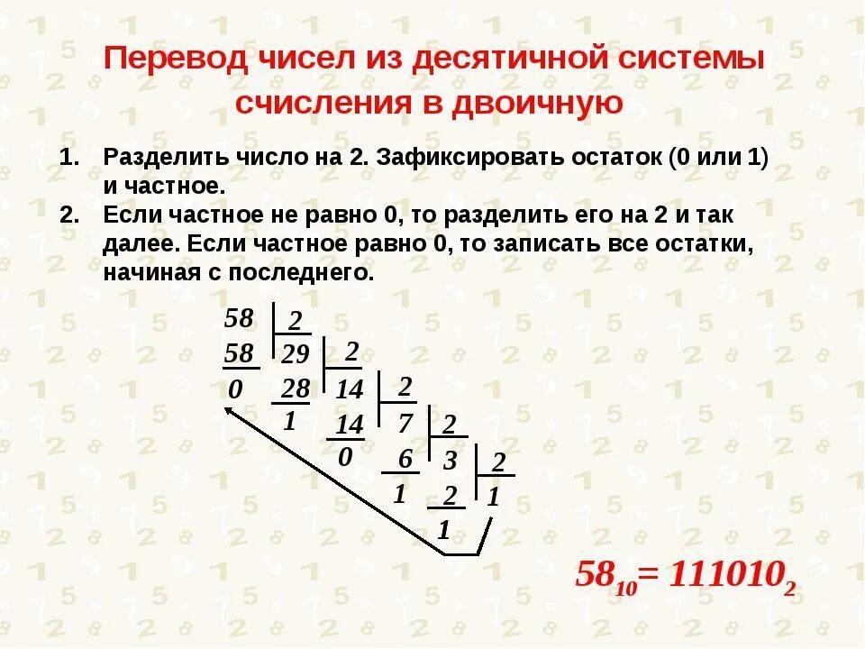 204 в десятичной системе перевести в двоичную. Перевести десятичное число в двоичную систему счисления. Перевести числа из десятичной системы счисления в двоичную. Переведите двоичное число в десятичную систему счисления. Переводим из двоичной системы счисления в десятичную.