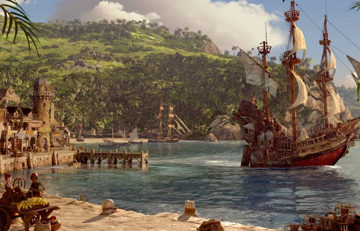 Острова где пираты. Острова Гранд Пиратес. Пиратский корабль и остров. Бухта пиратов.