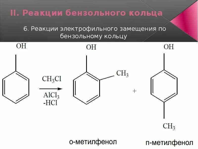 Реакции бензольного кольца фенола