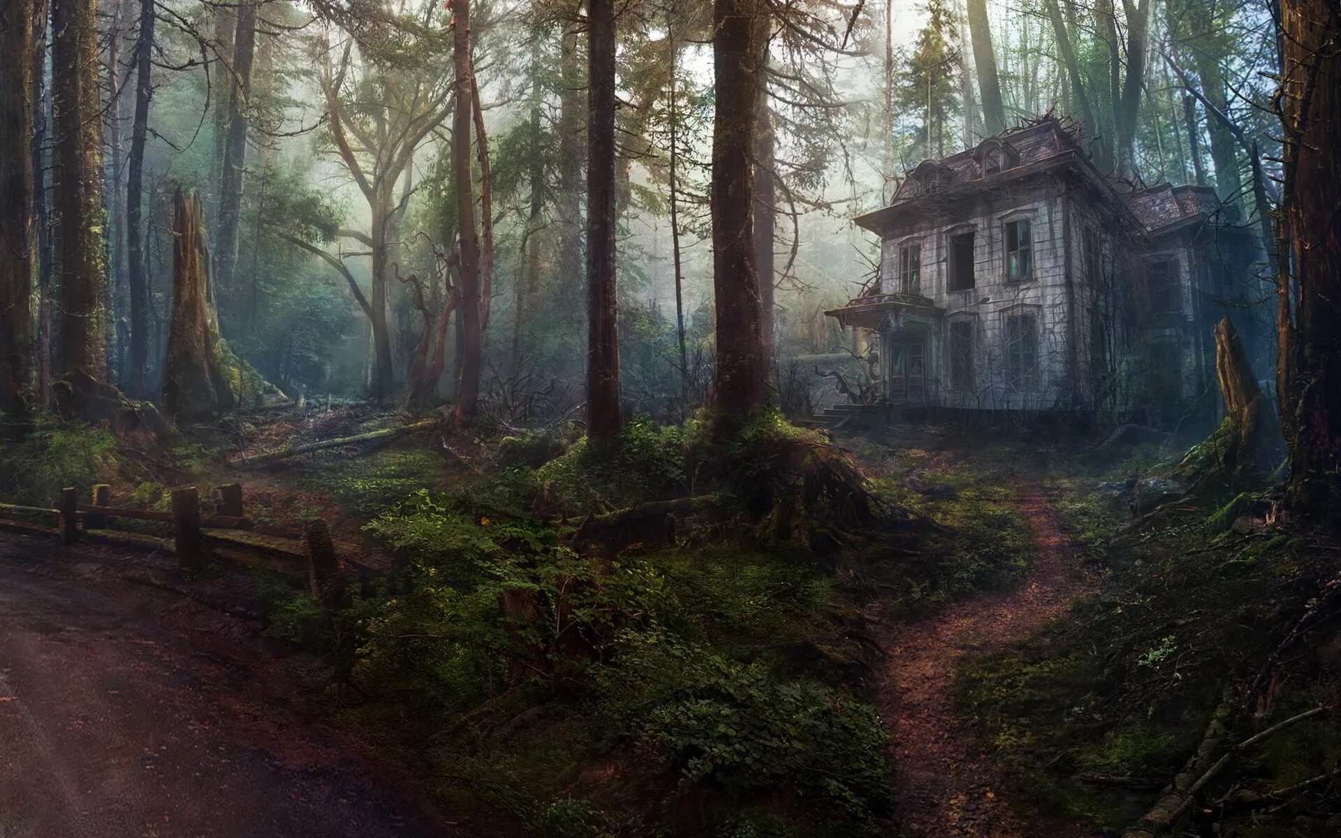 Mysterious abandoned house game. Заброшенный домик в лесу. Дом в лесу. Поместье в лесу фэнтези. Старинный особняк в лесу.