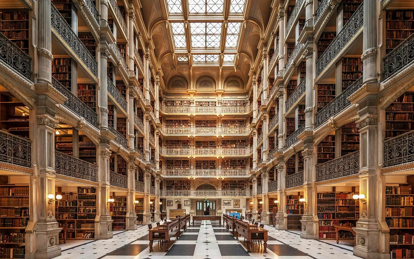 Cc library. Университет Джона Хопкинса библиотека. George Peabody Library, Baltimore. Библиотека Джорджа Пибоди, Балтимор, Мэриленд, США. Библиотека Оксфорд 19 век.