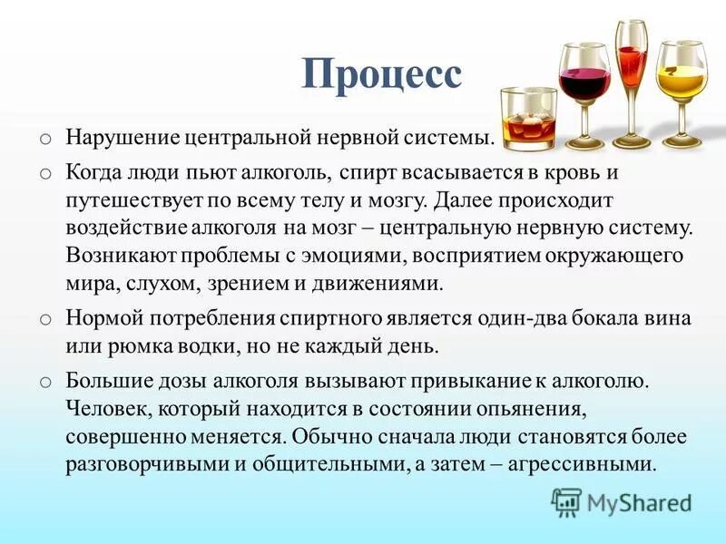 После злоупотребления алкоголем. Алкоголь и нервная система. Процесс потребления спиртного.