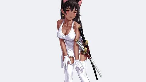 Wallpapers : manga, anime girls, simple background, minimalism, nekomimi, c...