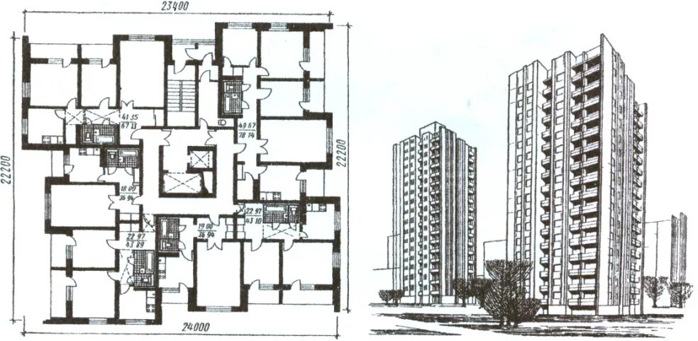 Проект 17 14. 9 – Ти этажный односекционный жилой дом. Точечные односекционные жилые дома башенного типа. Типовой многоэтажный дом. Планировка домов башенного типа.