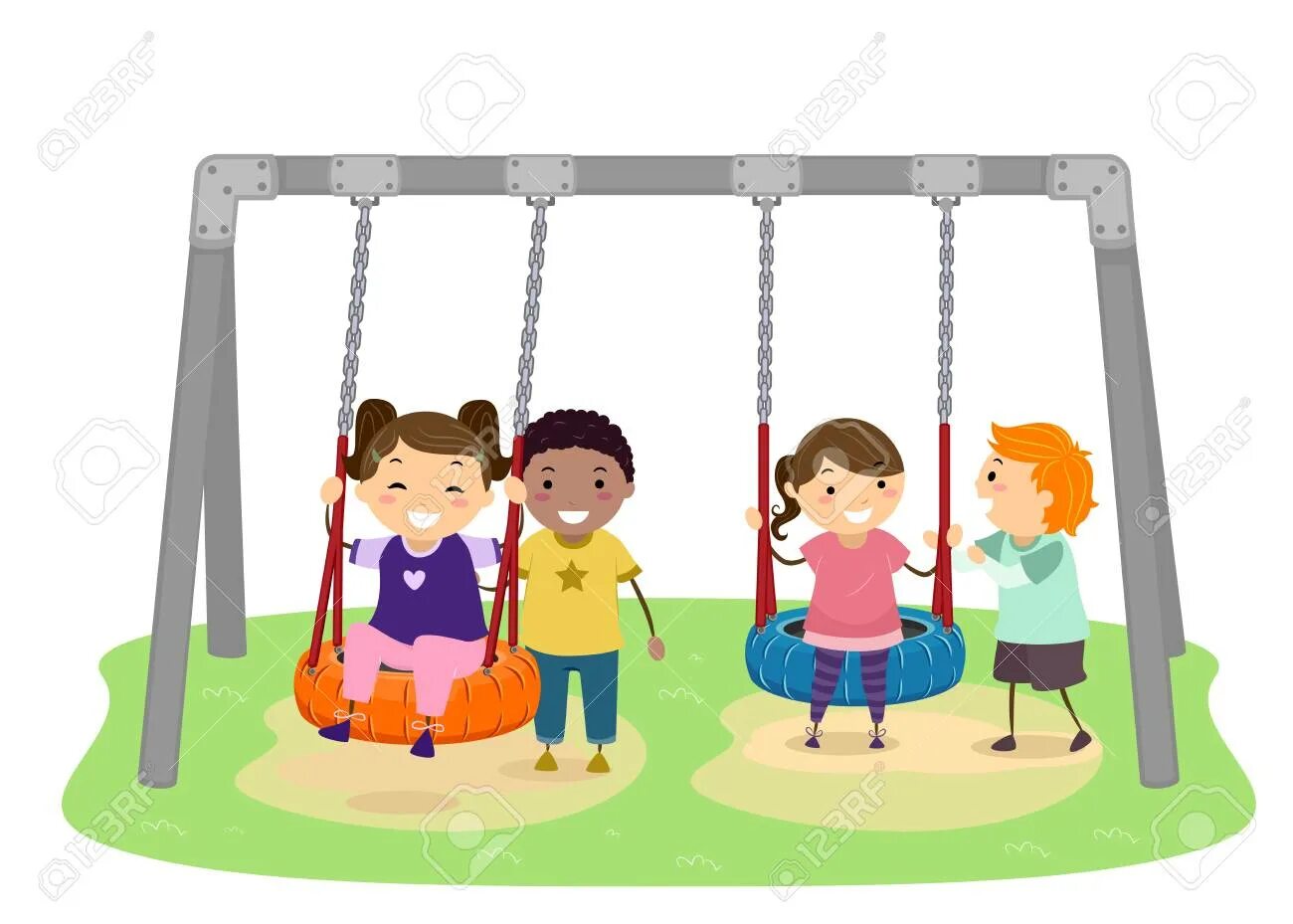 The girl got stuck on the playground
