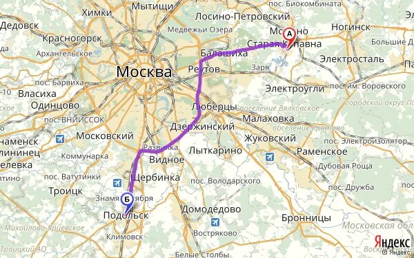 Карта купавны московской