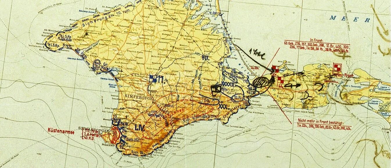 Военные карты крым. Карта Крыма 1942 года. Оборона Крыма 1941 карта. Карта Крыма 1941. Карта боевых действий в Крыму 1941-1945.