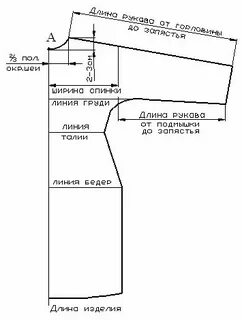 Выкройка туники с цельнокроеным рукавом