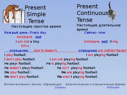 Английский правила present simple present continuous