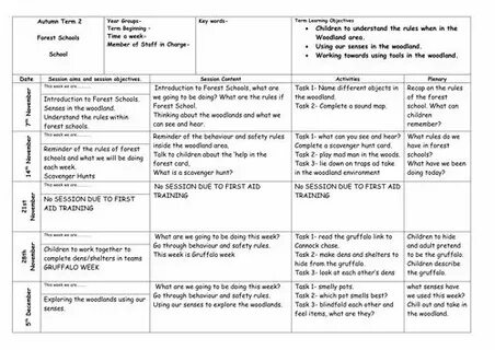 Forest school 7 grade plan