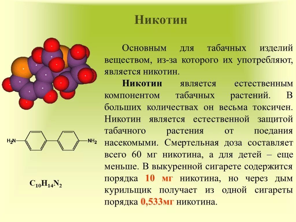 Какие вещества содержатся в никотине