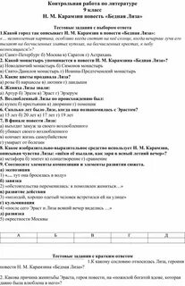 Тест по бедной лизе 9
