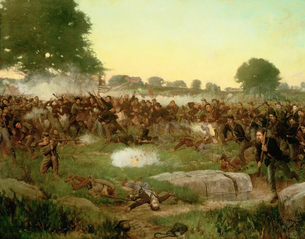 После битвы при листвене между. Геттисберг битва. Геттисберг битва картины. Геттисберг 1863. Сражение при Геттисберге в 1863 году.