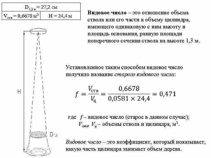 Ствола на высоте 1 3. Видовое число таксация. Определение объема ствола. Способ определения объема ствола. Площадь сечения дерева.