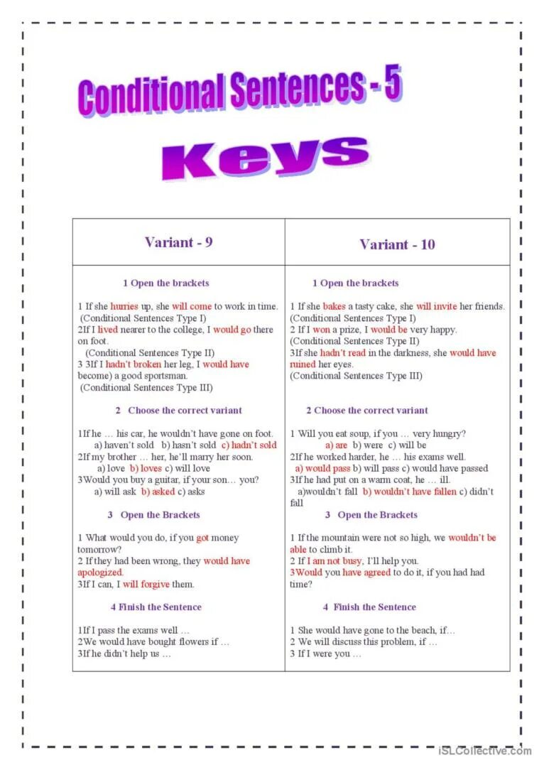 If she had more time. Conditional sentences. Conditionals в английском open the Brackets. Conditional sentences Type Type 2 Type 3 ответы. Conditional sentences Type 1 ответы:1if.